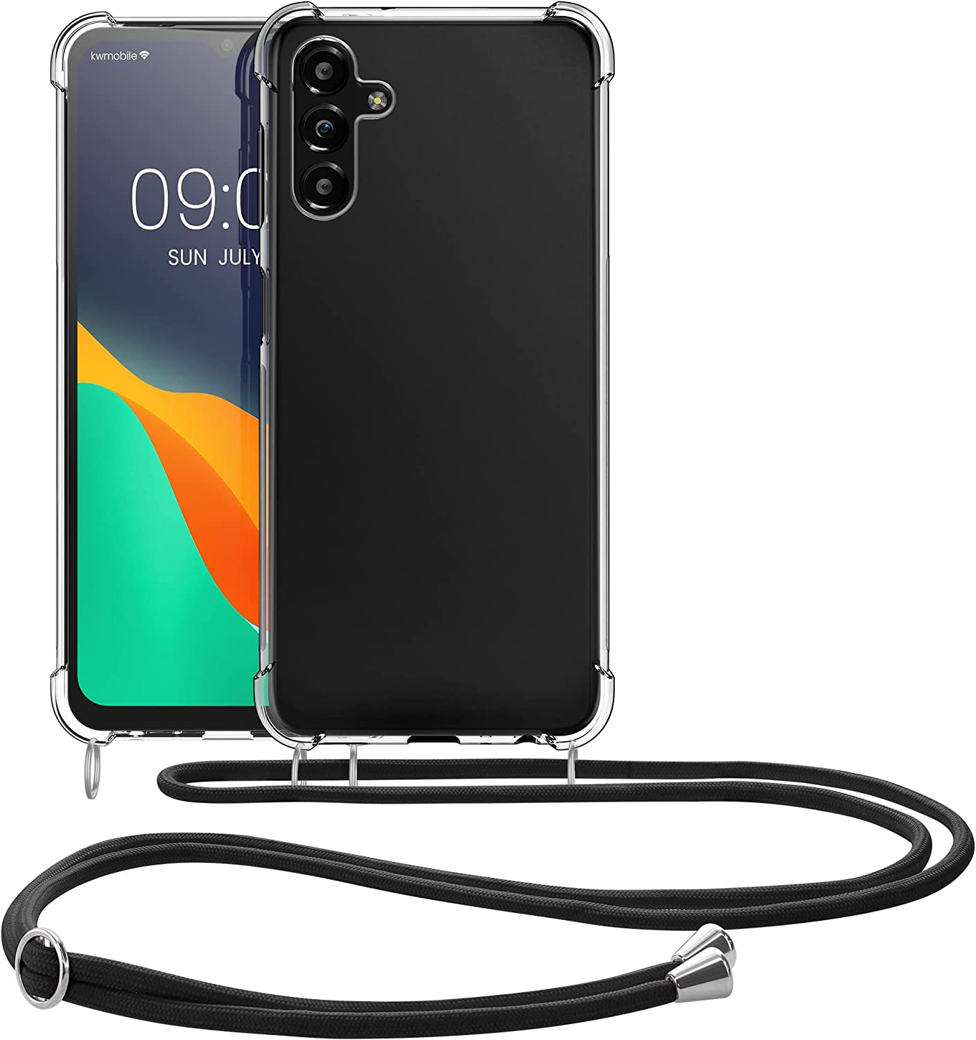 KW Samsung Galaxy A13 5G Θήκη Σιλικόνης TPU με Λουράκι - Διάφανη / Black - 59914.03