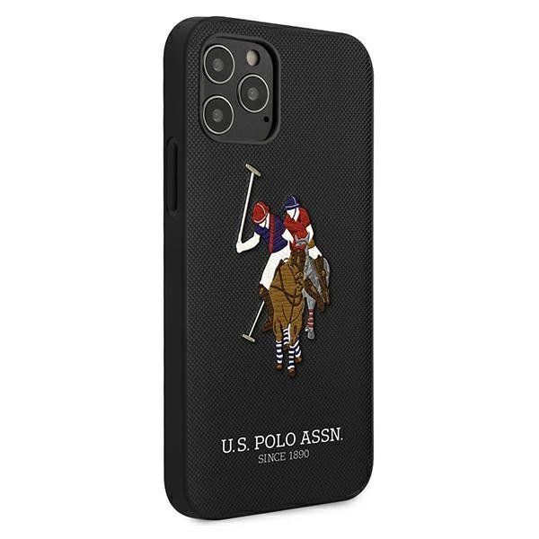 US Polo iPhone 12 / iPhone 12 Pro Embroidery Collection Θήκη με Επένδυση Συνθετικού Δέρματος - Black - USHCP12MPUGFLBK