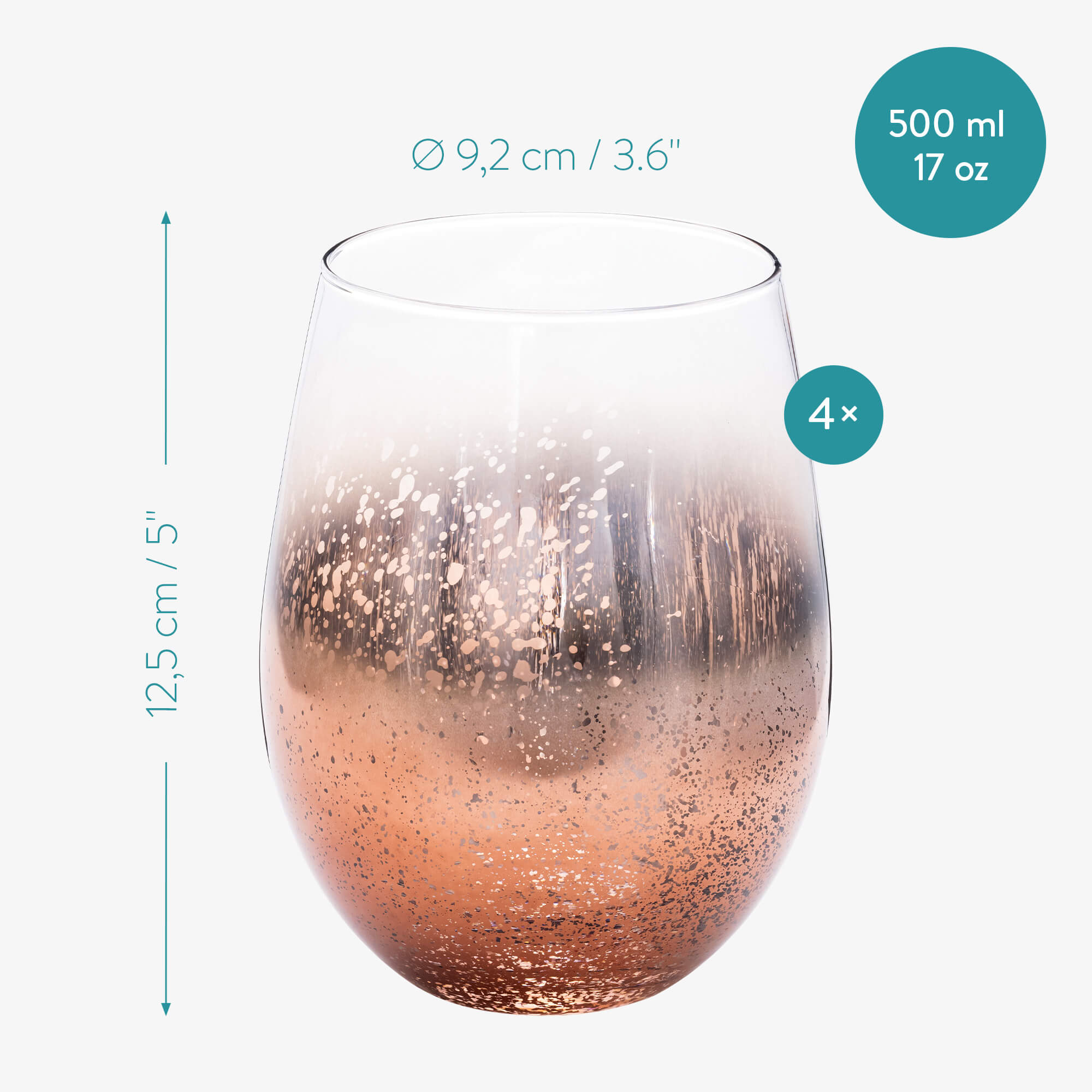 Navaris Σετ με 4 Γυάλινα Ποτήρια - Rose Gold - 56248.01