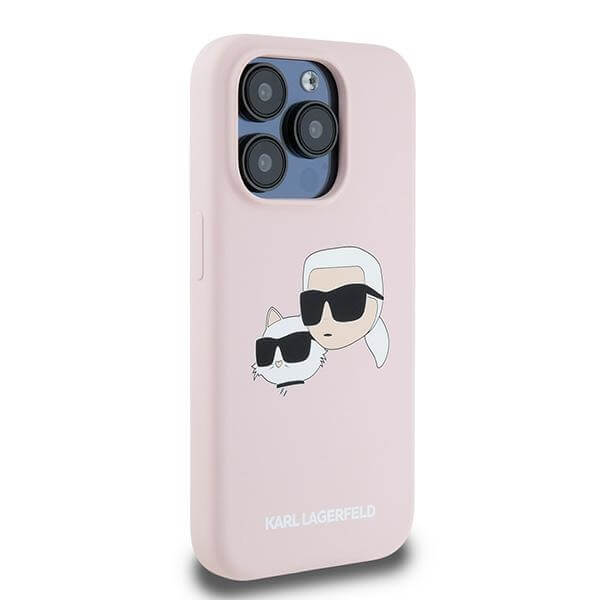 Karl Lagerfeld iPhone 15 Pro Max - Silicone Karl and Choupette - Θήκη Σιλικόνης με MagSafe - Pink - KLHMP15XSKCHPPLP
