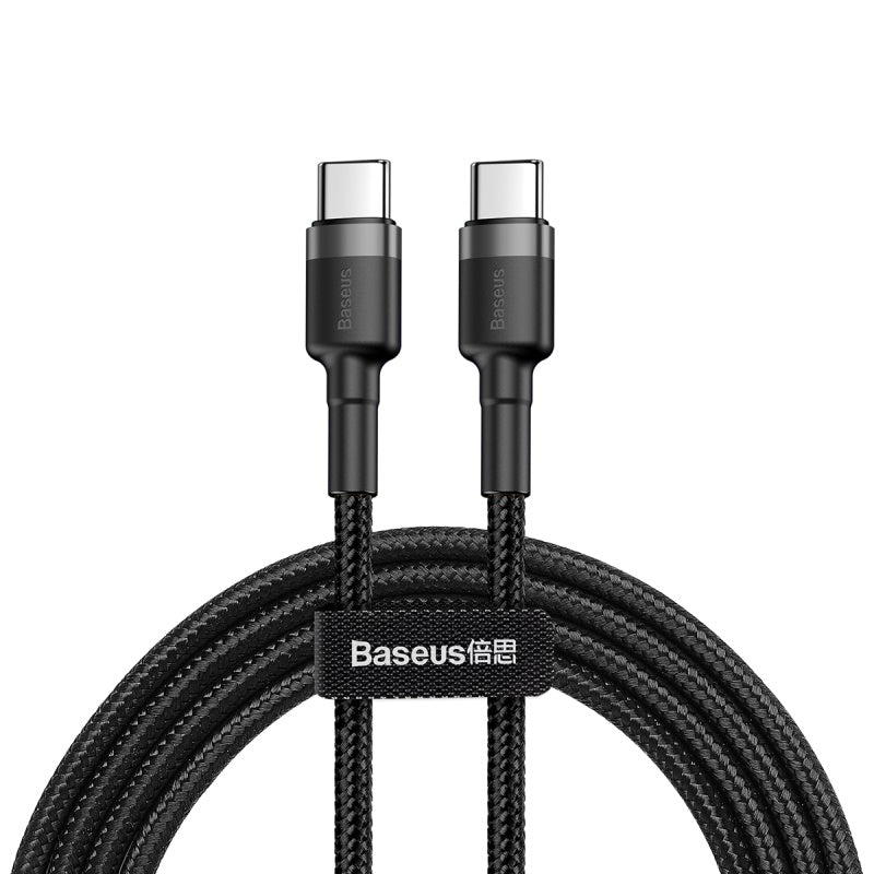 Baseus Cafule Cable Type-C 3A PD 2.0 Flash Charging - Καλώδιο Γρήγορης Φόρτισης Type-C to Type-C 1M - Black / Grey - CATKLF-GG1