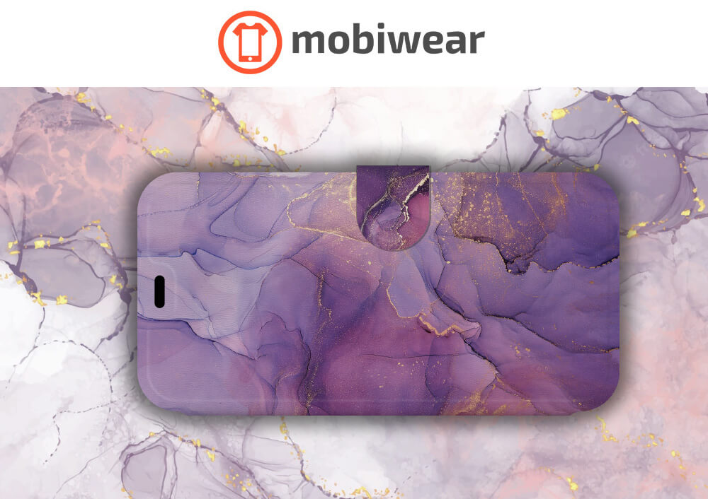 Mobiwear iPhone 13 Pro Θήκη Βιβλίο Slim Flip - Design Purple Marble - VP20S