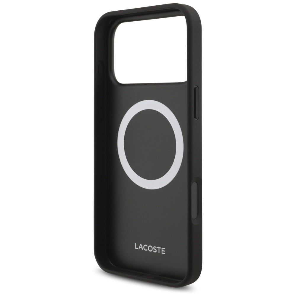 Lacoste iPhone 17 Pro Max - Iconic Petit Pique Woven Logo MagSafe - Σκληρή Θήκη με Πλαίσιο Σιλικόνης - Black
