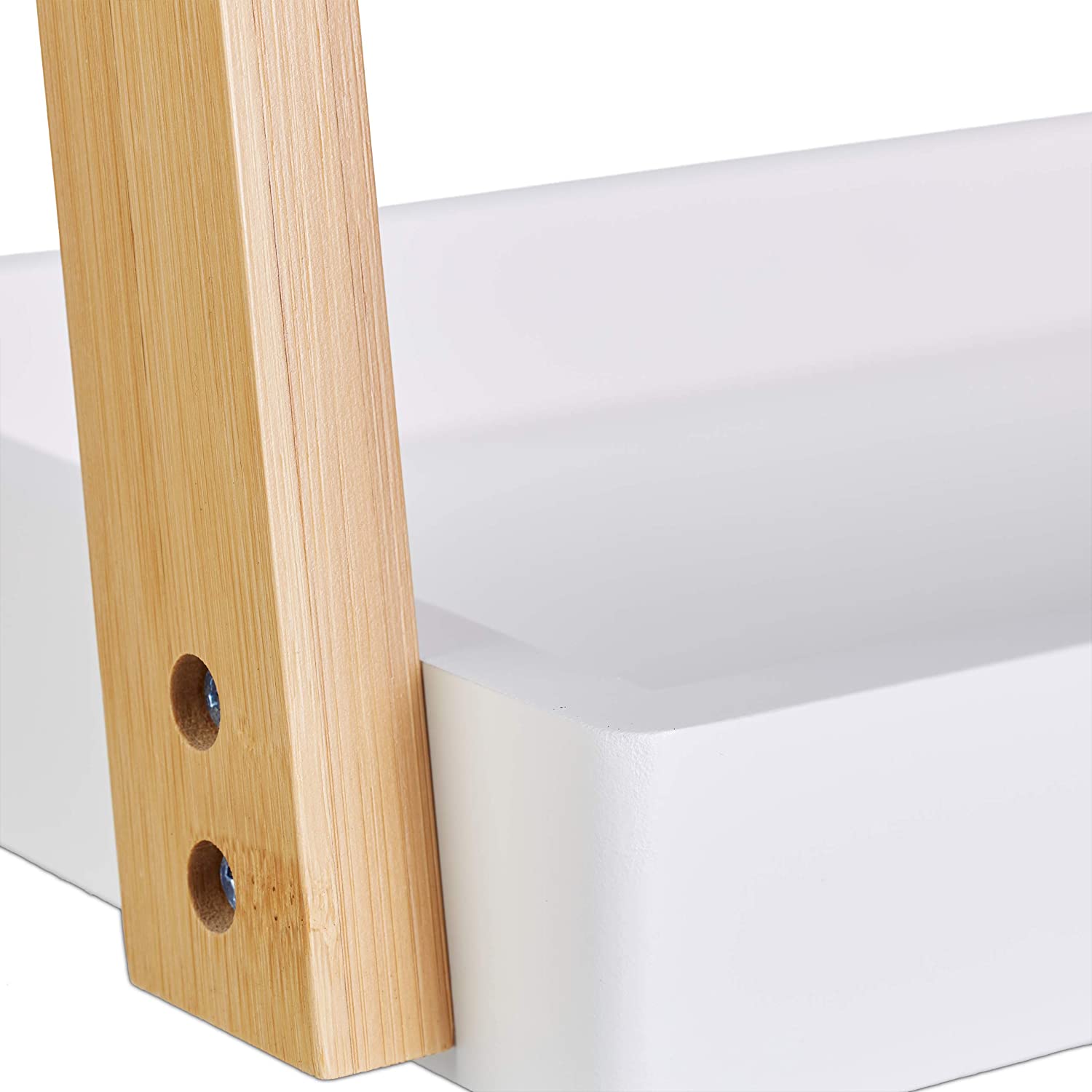 Relaxdays Περιστρεφόμενος Καθρέπτης Μακιγιάζ με Ράφι για Καλλυντικά από Μπαμπού - Natural / White - 4052025249779