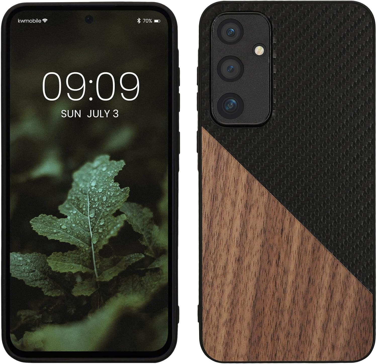 KW Samsung Galaxy A55 5G Θήκη από Φυσικό Ξύλο και Carbon - Dark Brown / Black