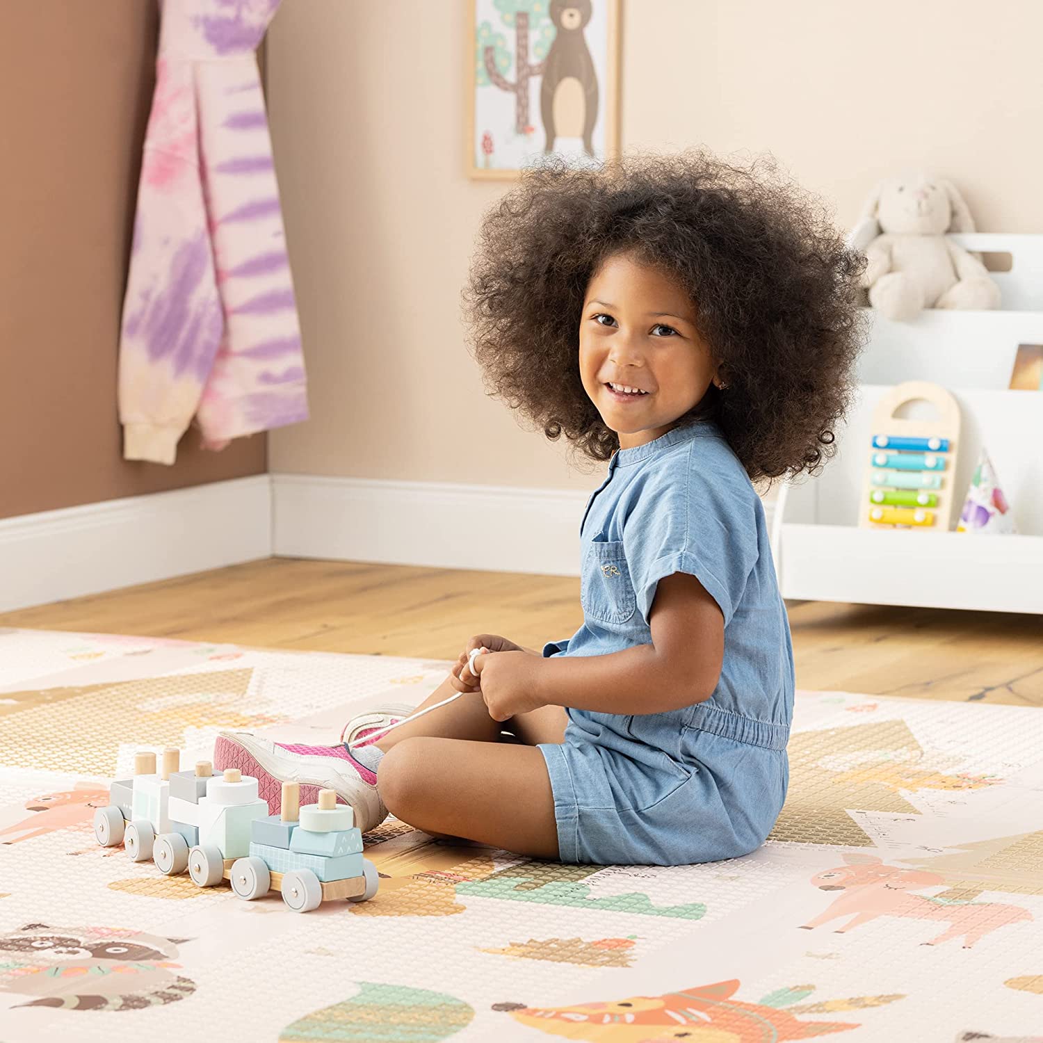 Navaris Αναδιπλούμενο Χαλάκι Παιχνιδιού Διπλής Όψης για Μωρά - Beige / Pink - 55293.03