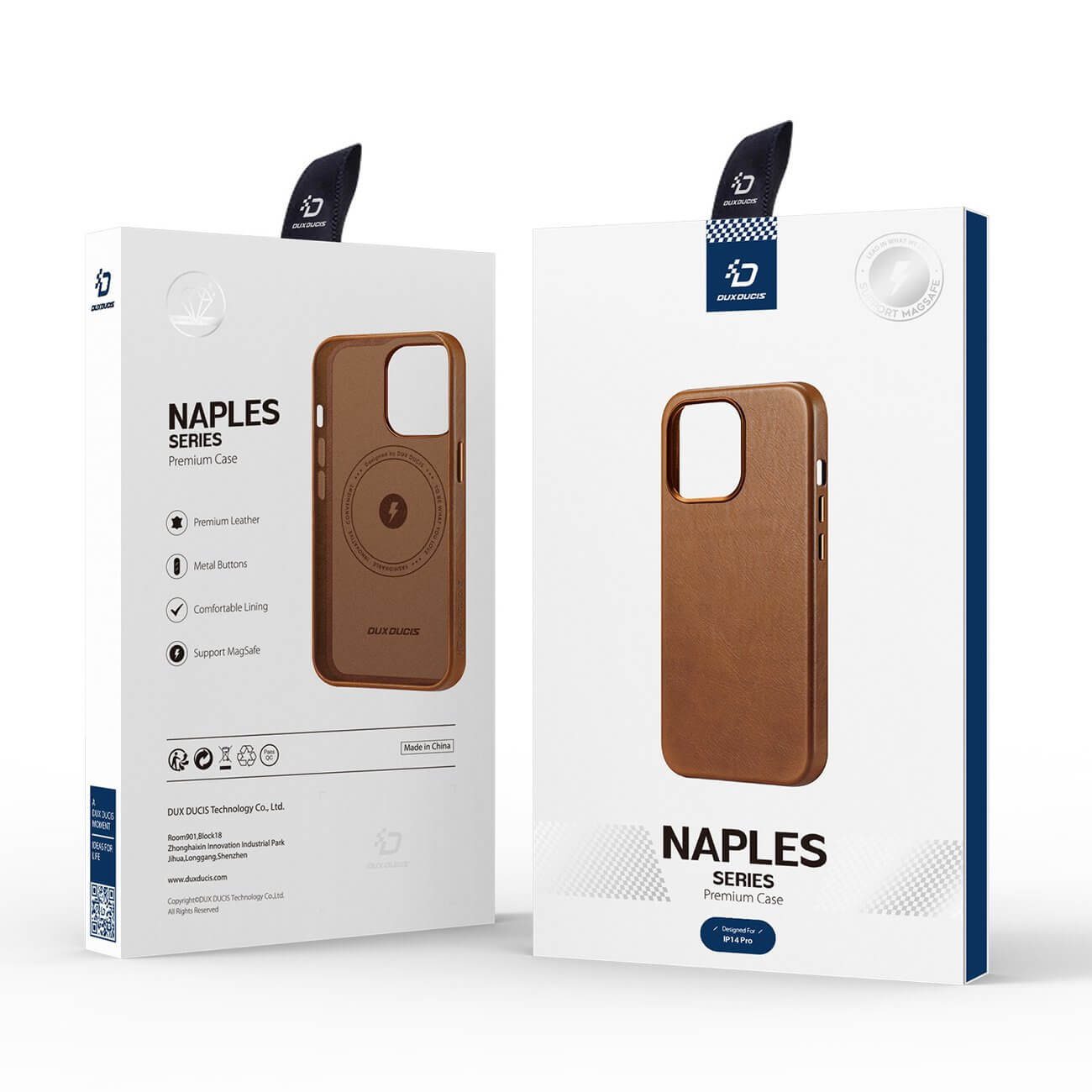 Dux Ducis iPhone 14 Pro Naples Leather Case Θήκη με Επένδυση Γνήσιου Δέρματος και MagSafe - Brown