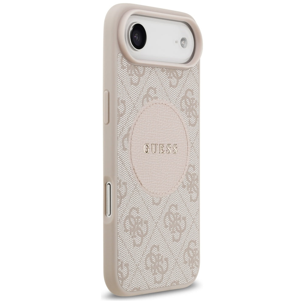 Guess iPhone Air - 4G Circle Classic Logo MagSafe - Θήκη με Επένδυση Συνθετικού Δέρματος - Pink - GUHMP17MP4PGRSGP
