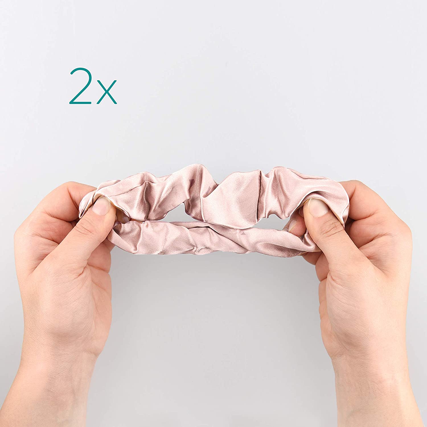 Navaris Σετ με 2 Μεταξωτά Scrunchies Λαστιχάκια Μαλλιών - Brown / Pink - 50258.02.05