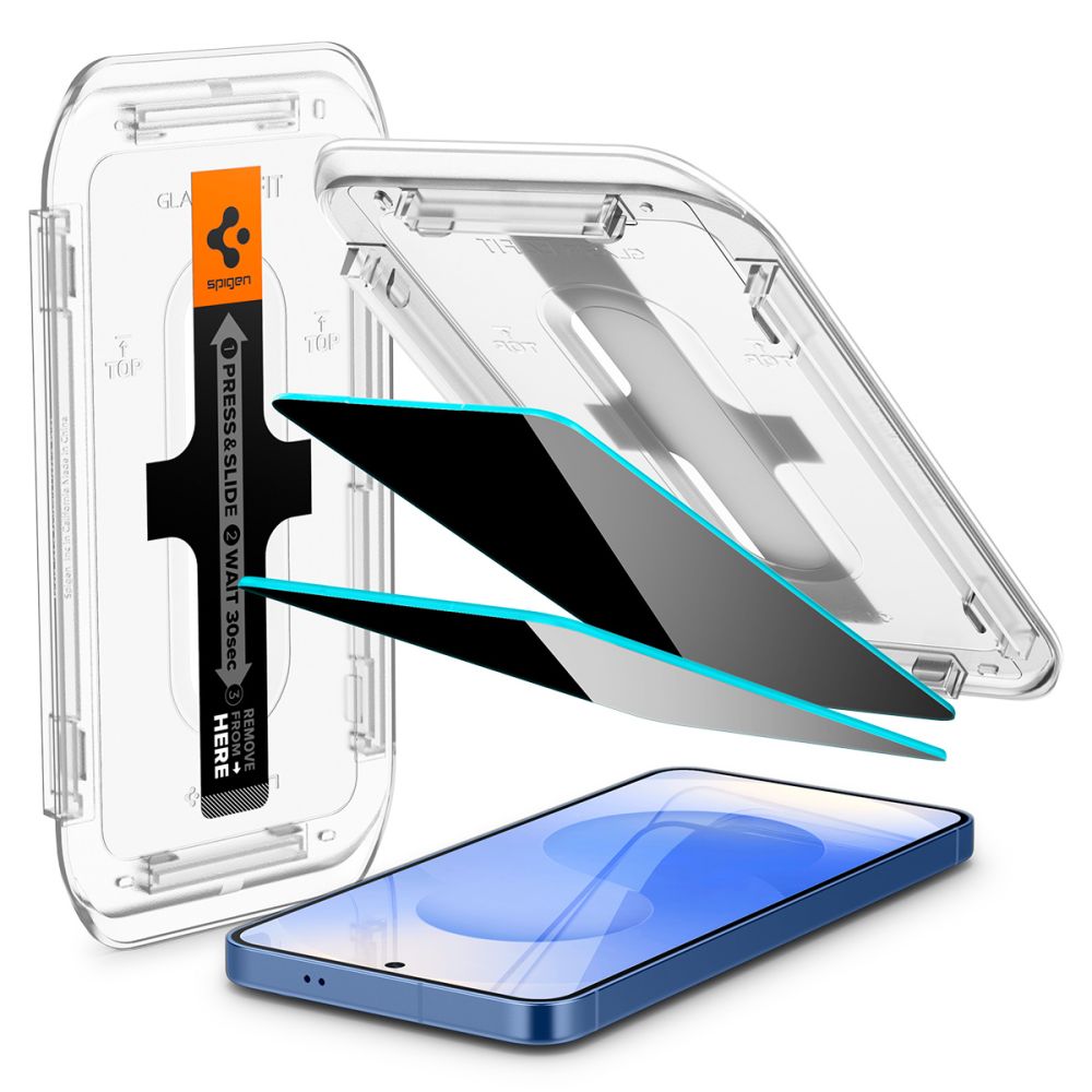 Spigen Samsung Galaxy S24 / S25 Glas.TR Privacy EZ Fit 2.5D 9H Αντιχαρακτικό Γυαλί Οθόνης - 2 Τεμάχια - Clear / Black - AGL09308