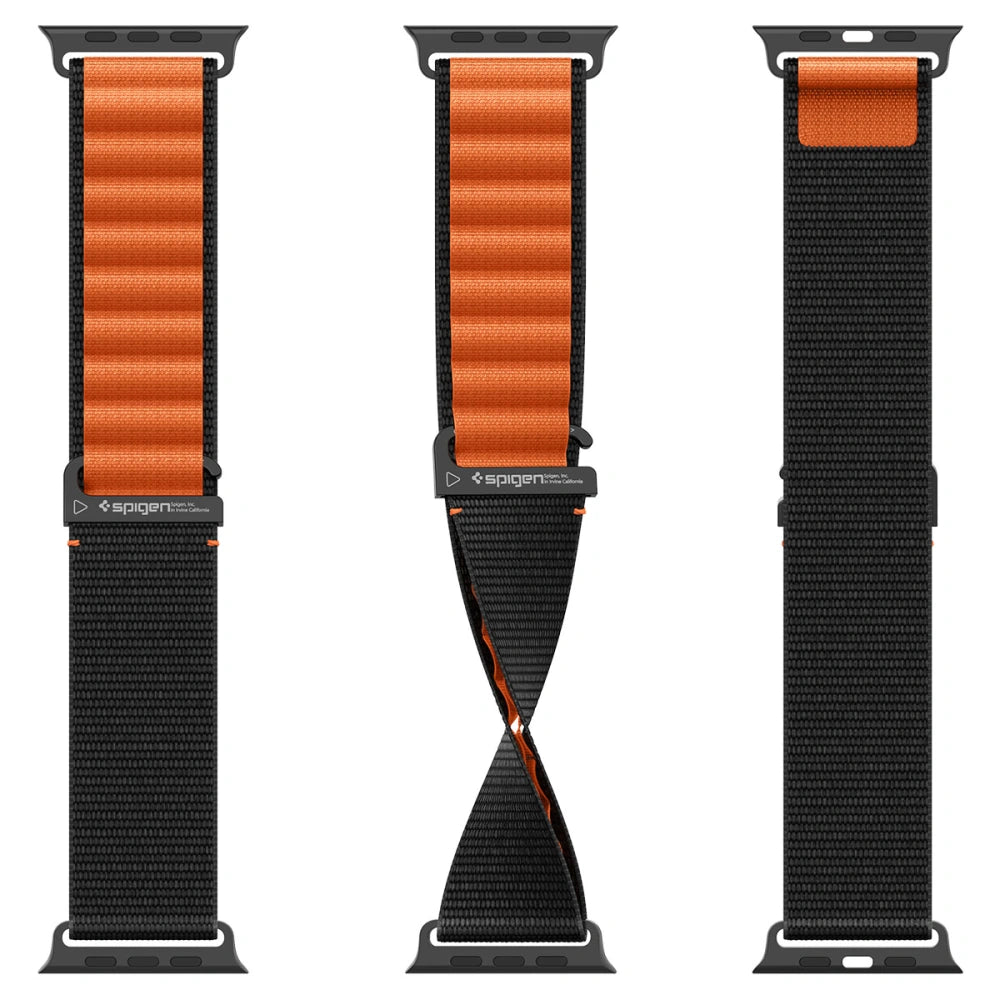 Spigen Λουράκι Apple Watch 8/9/10/11 - SE (1/2/3) - Ultra (1/2/3) – 44/45/46/49mm - WBF1 - Black / Orange