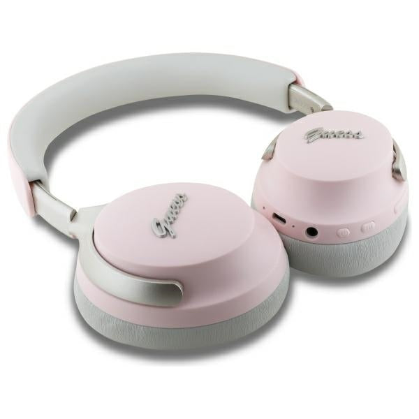 Guess Over-Ear Metal Script Logo - Ασύρματα Bluetooth Ακουστικά - Pink