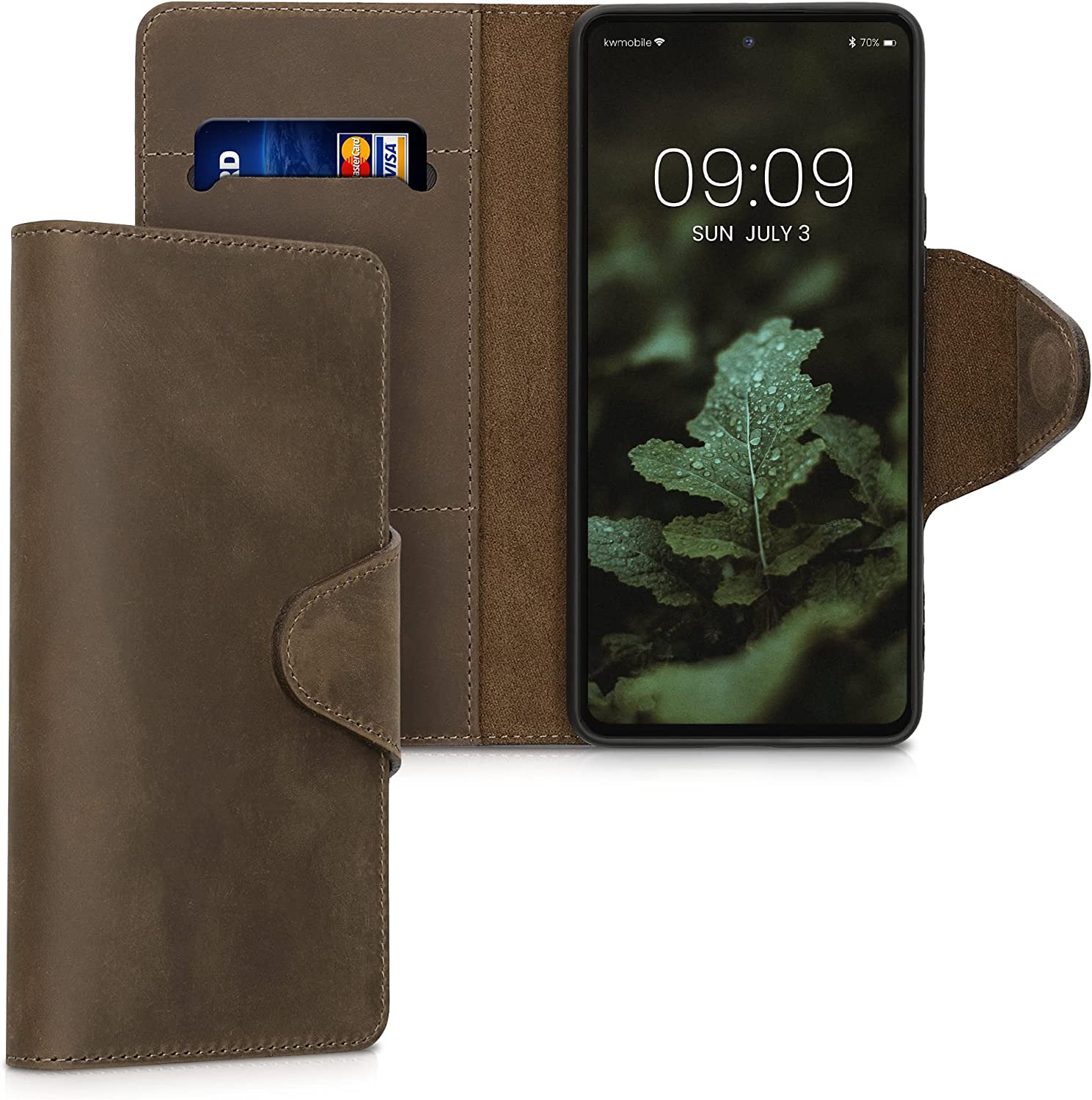 Kalibri Samsung Galaxy A53 5G Θήκη Πορτοφόλι Stand από Γνήσιο Δέρμα - Brown - 58319.05