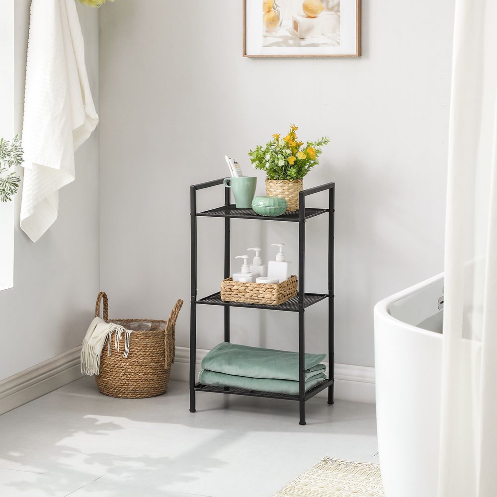 Songmics Μεταλλική Ραφιέρα 3 Επιπέδων - 38 x 30 x 72 cm - Black - BSC33BK