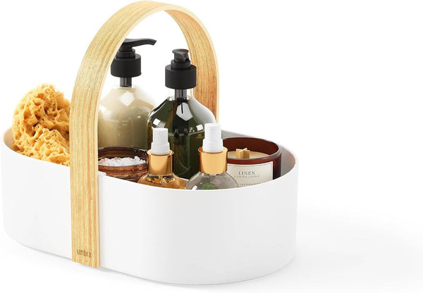 Umbra Bellwood Caddy Κουτί Αποθήκευσης - Οργάνωσης με Ξύλινη Λαβή - Natural / White - likebrands.gr