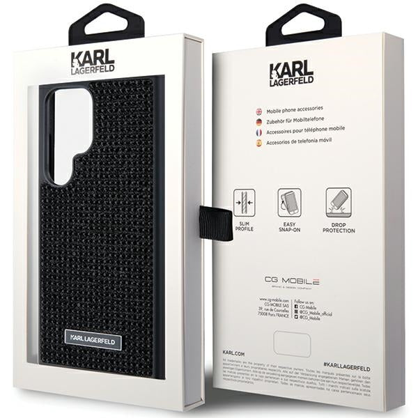Karl Lagerfeld Samsung Galaxy S24 Ultra - Rhinestone Logo Metal Plate Σκληρή Θήκη με Πλαίσιο Σιλικόνης - Black - KLHCS24LHDSPRK