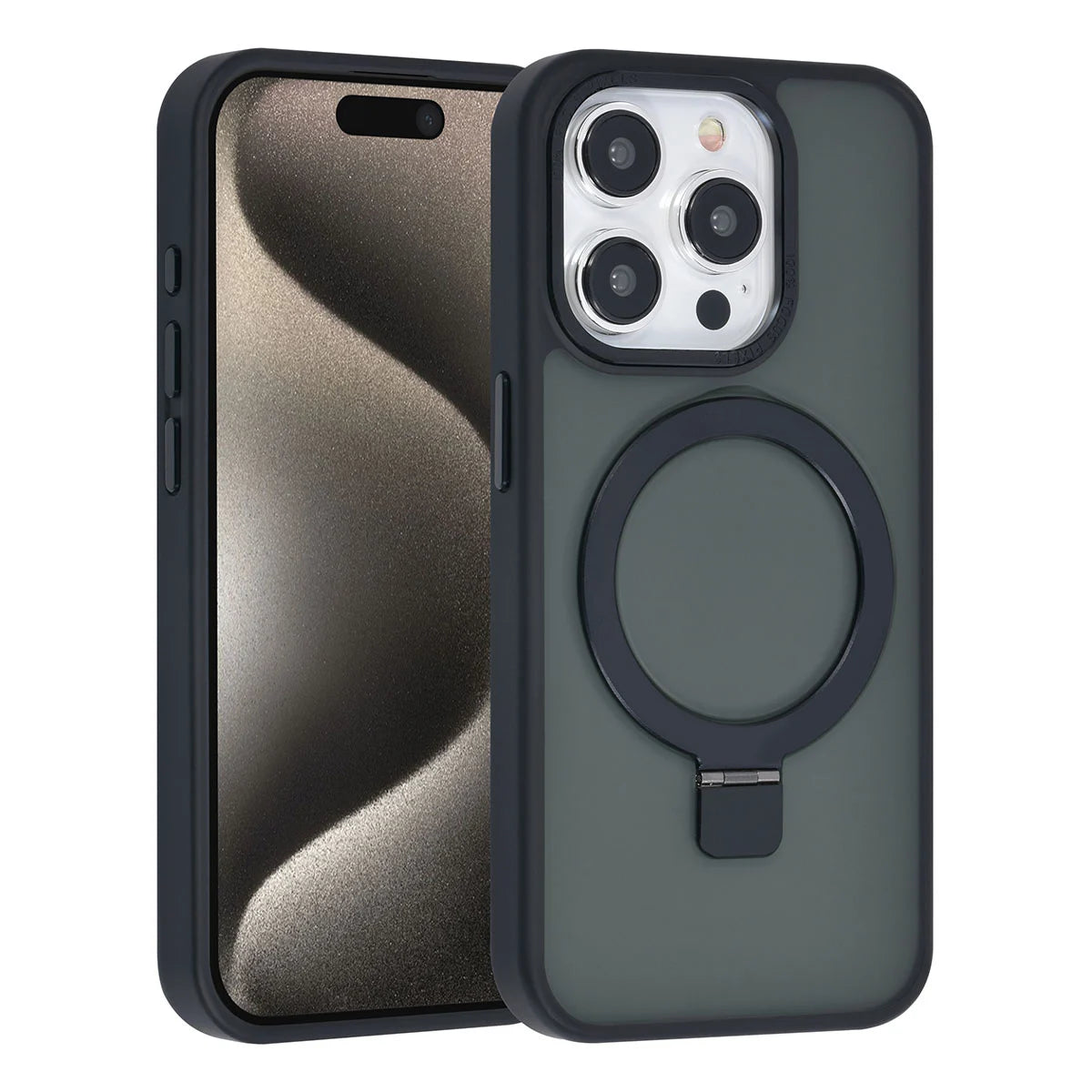 Tuniq iPhone 15 Pro - MagSafe Σκληρή Θήκη με Δαχτυλίδι Συγκράτησης - Black