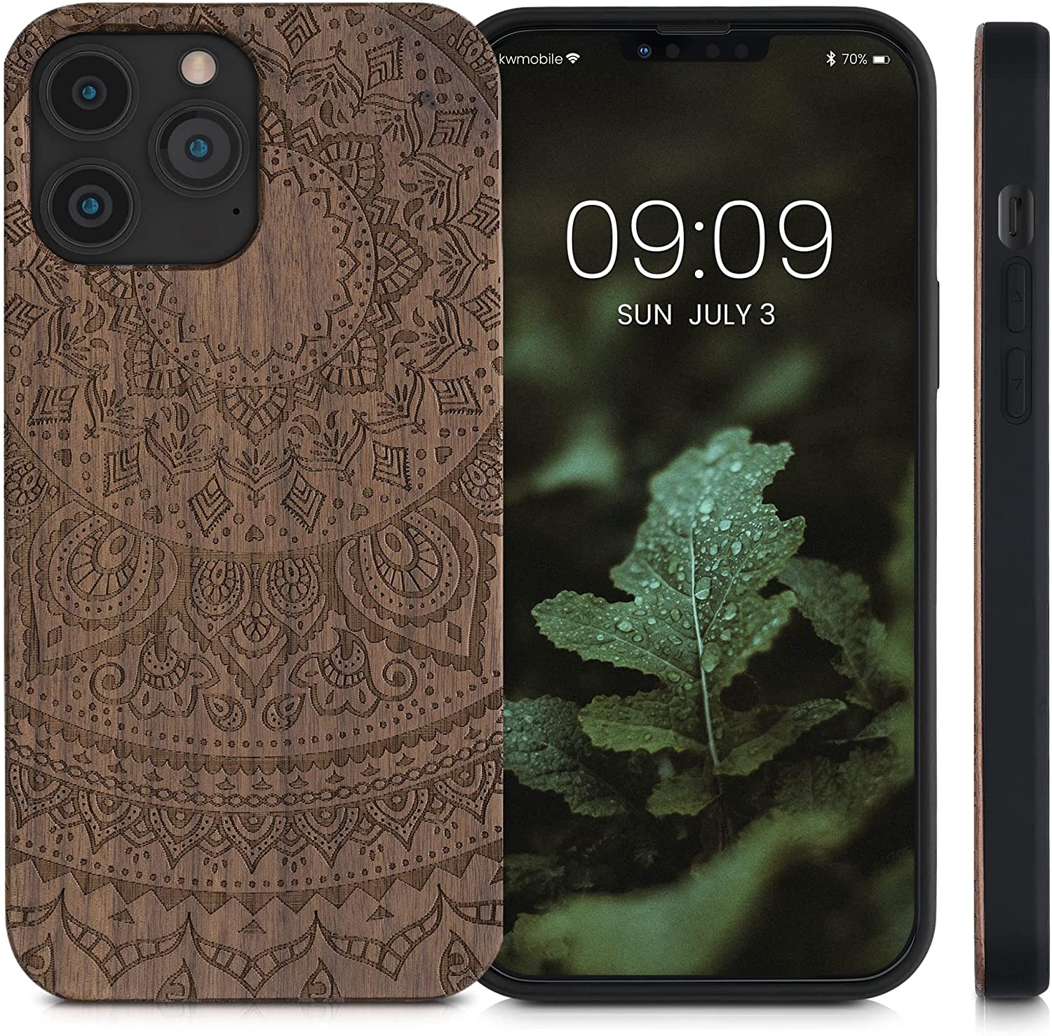 KW iPhone 13 Pro Max Θήκη από Φυσικό Ξύλο Design Indian Sun - Dark Brown - 55980.07