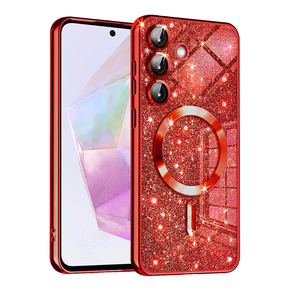 Techsuit Samsung Galaxy A35 5G - Luxury Glitter MagSafe - Θήκη Σιλικόνης - Red