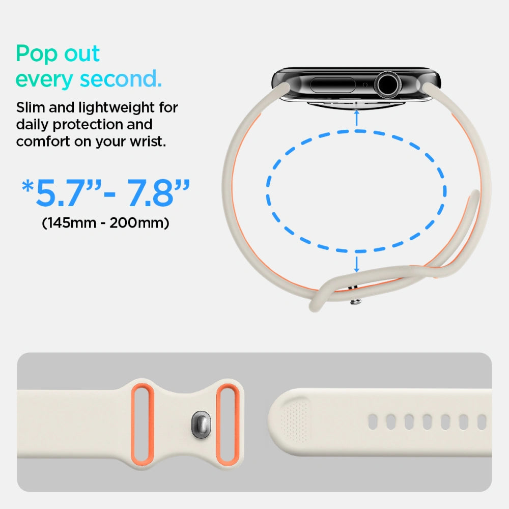 Spigen Λουράκι Apple Watch 8/9/10/11 - SE (1/2/3) - Ultra (1/2/3) – 44/45/46/49mm Nano Pop Σιλικόνης - Orange / Beige