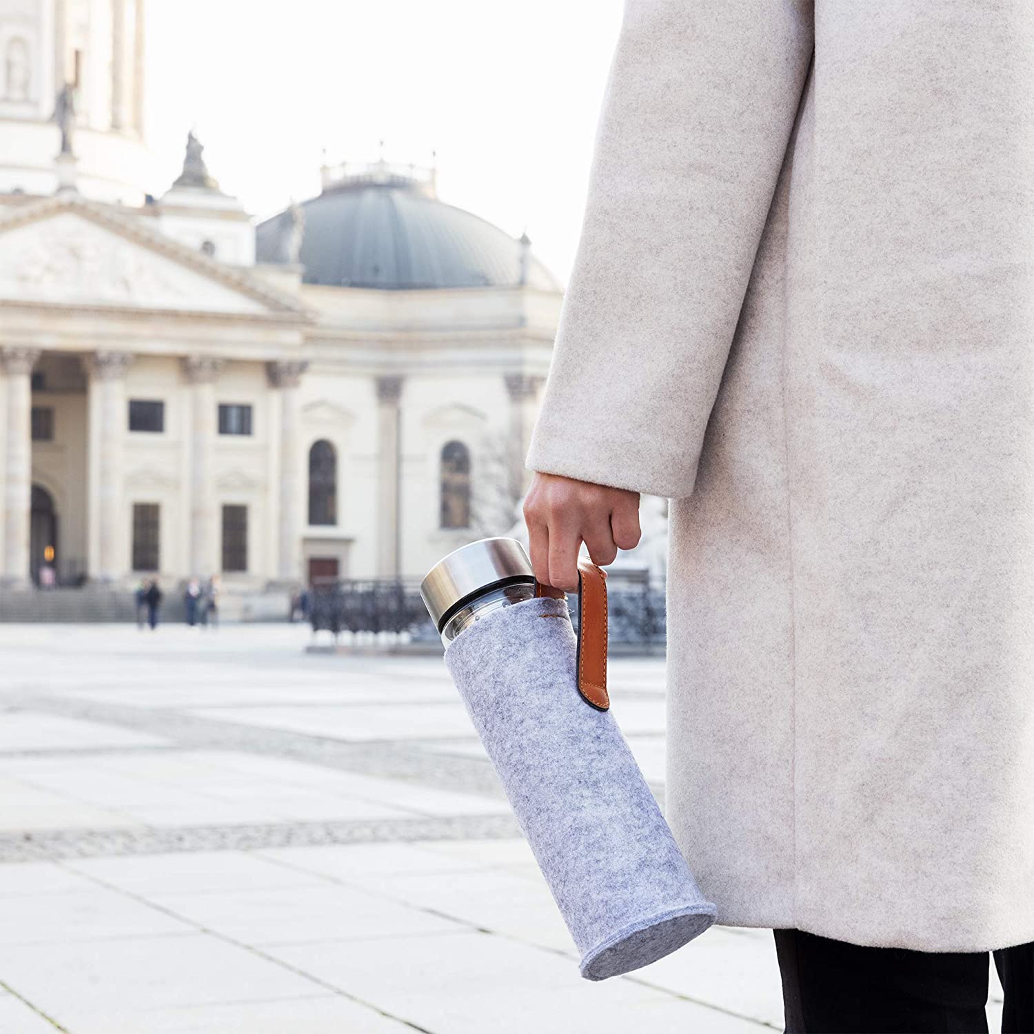 Navaris Γυάλινο Μπουκάλι Τσαγιού με Θήκη μεταφοράς - 500ml - Design Travel - Clear - 52420.2.03