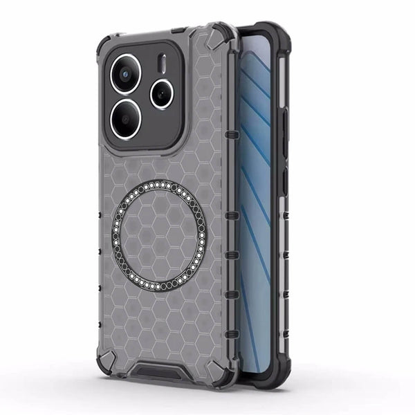 Techsuit Xiaomi Redmi Note 14 5G Honeycomb Shield MagSafe Σκληρή Θήκη με Πλαίσιο Σιλικόνης - Black
