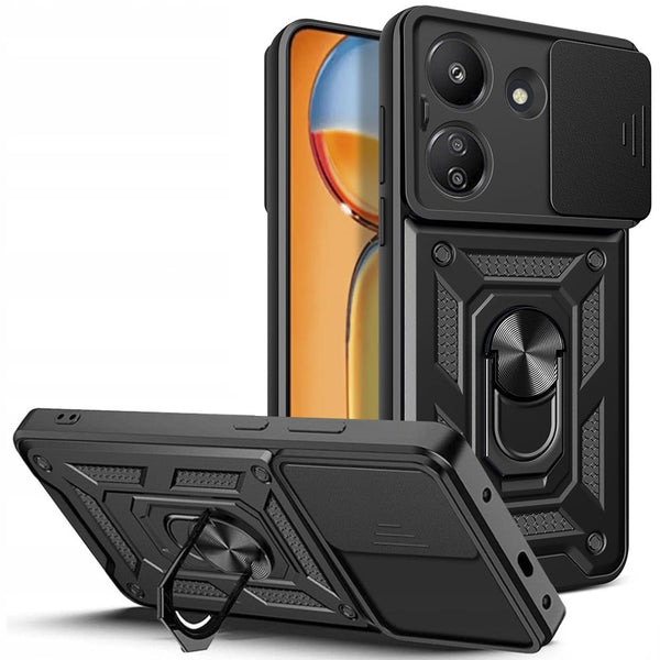 Tech - Protect Xiaomi Redmi 13C / Poco C65 Camshield Pro Σκληρή Θήκη με Πλαίσιο Σιλικόνης και Δαχτυλίδι Συγκράτησης - Black