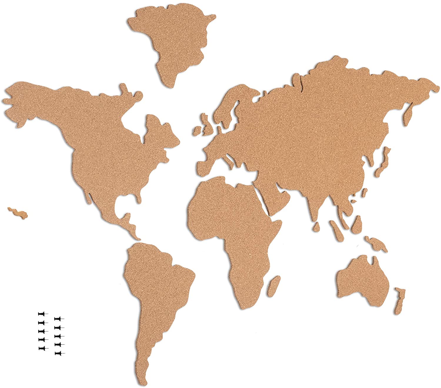 Navaris Cork Notice Board - Πίνακας Ανακοινώσεων με Πινέζες - Design World Map - Brown - 53172.1