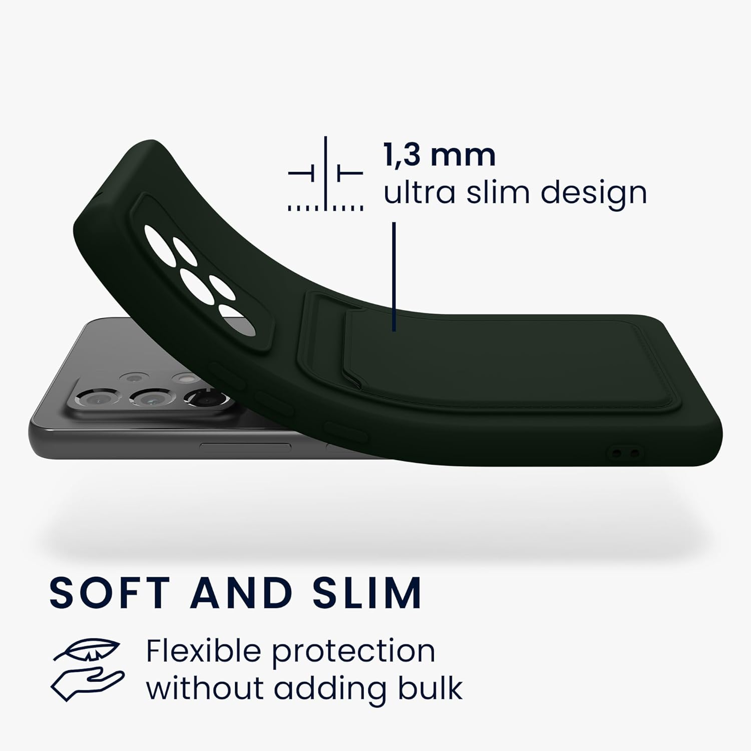 KW Samsung Galaxy A53 5G Θήκη Σιλικόνης TPU με Υποδοχή για Κάρτα - Dark Green