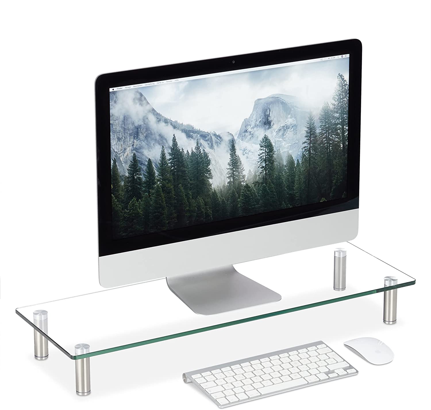 Relaxdays Γυάλινη Βάση Στήριξης Οθόνης Τηλεόρασης / Laptop με Ρυθμιζόμενο Ύψος - Clear - 4052025921330