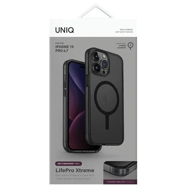 Uniq iPhone 15 Pro Max LifePro Xtreme Magclick Σκληρή Θήκη με Πλαίσιο Σιλικόνης και MagSafe - Grey / Frost Smoke