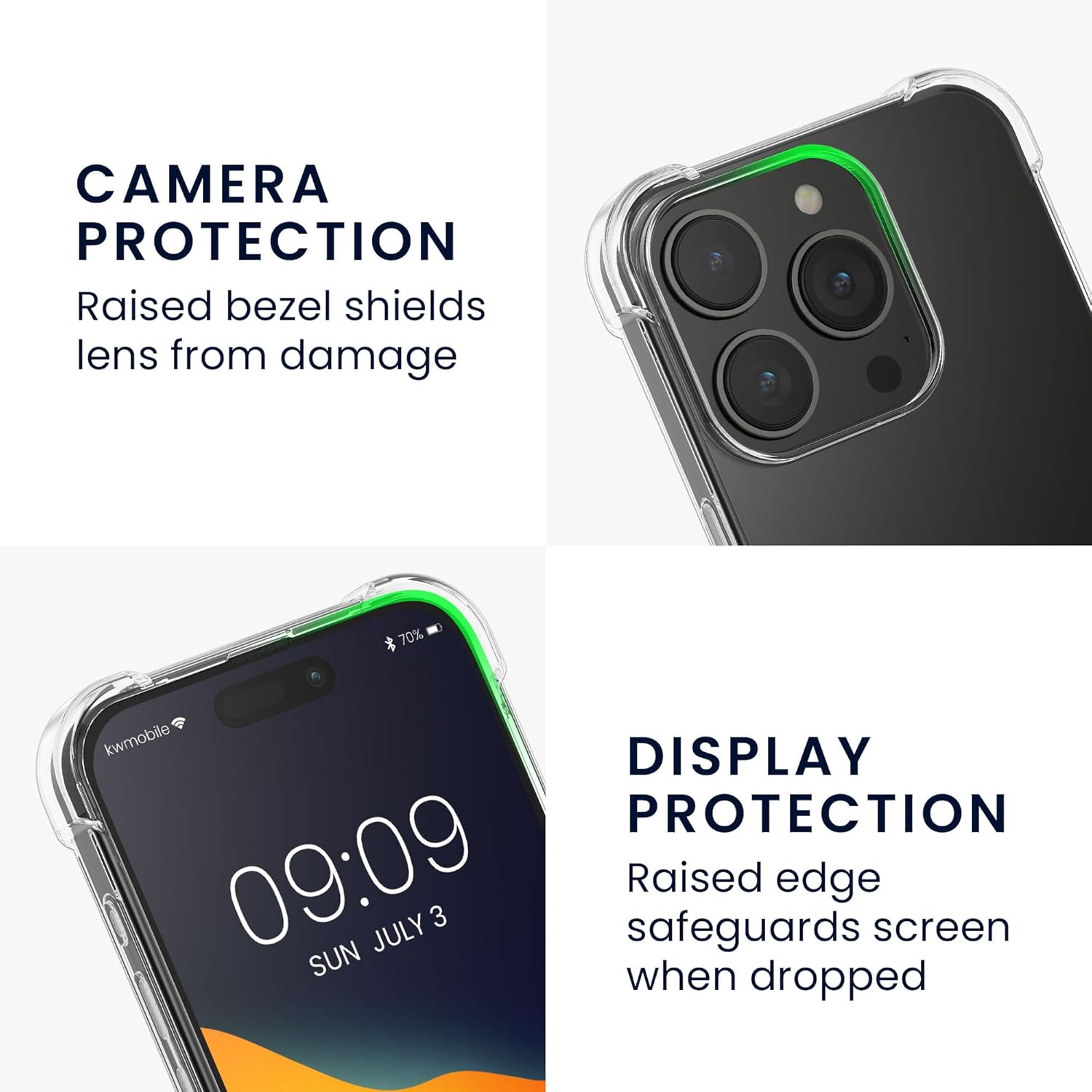 KW iPhone 15 Pro Θήκη Σιλικόνης TPU με Λουράκι - Διάφανη / Black