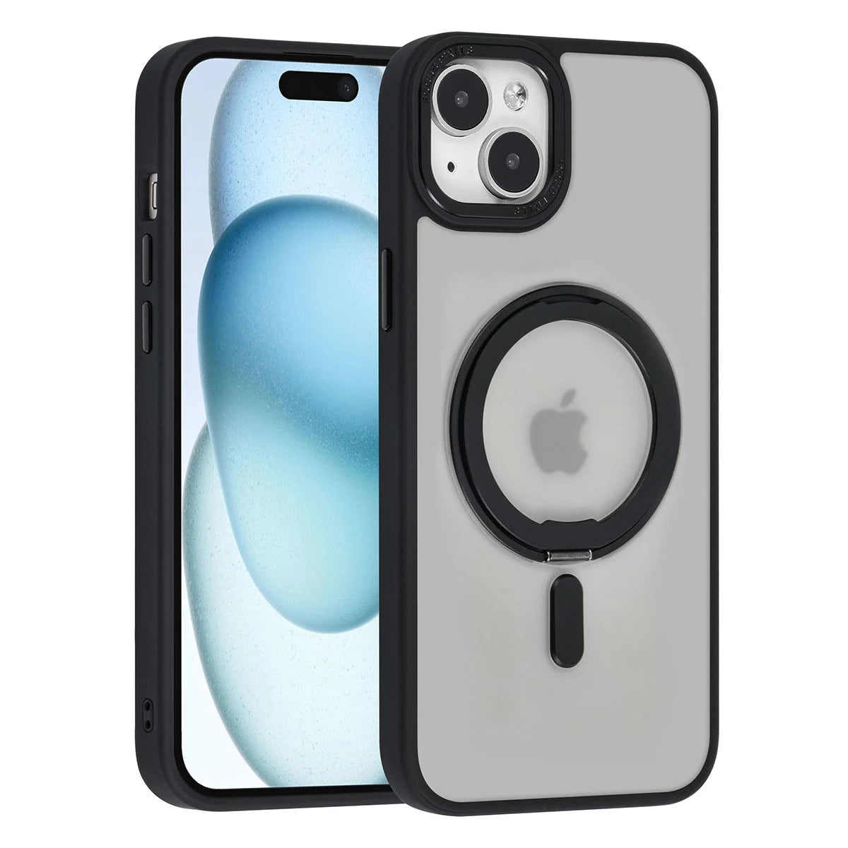 Tuniq iPhone 15 Plus / 14 Plus - Σκληρή MagSafe Θήκη με Περιστρεφόμενο Δαχτυλίδι Συγκράτησης - Ημιδιαφανή / Μαύρη