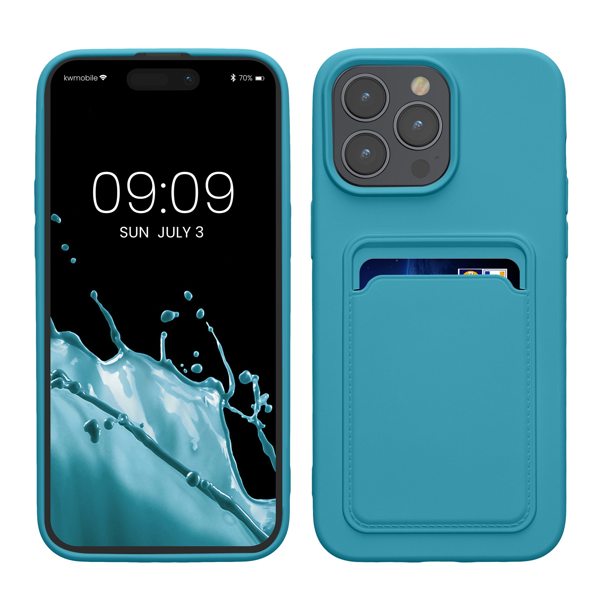 KW iPhone 15 Pro Max Θήκη Σιλικόνης TPU με Υποδοχή για Κάρτα - Light Blue Matte