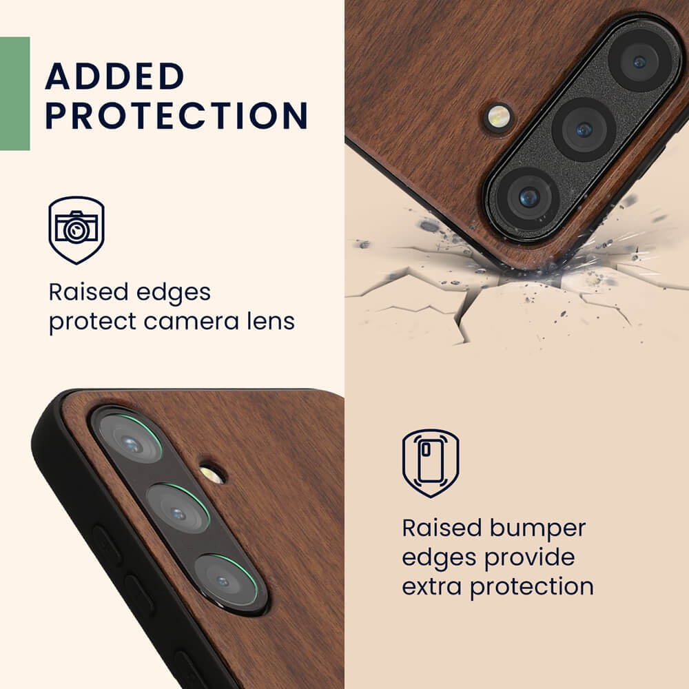 KW Samsung Galaxy S24 Plus Θήκη από Φυσικό Ξύλο - Design Compass Vintage - Dark Brown