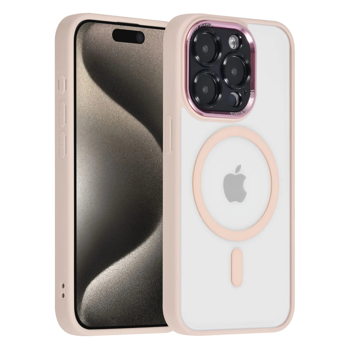 Tuniq iPhone 15 Pro - MagSafe Σκληρή Θήκη με Πλαίσιο Σιλικόνης - Ροζ / Διάφανη