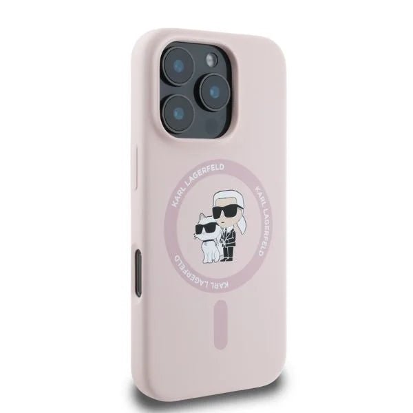 Karl Lagerfeld iPhone 16 Plus - Silicone KC Heads Ring MagSafe - Θήκη Σιλικόνης με MagSafe - Pink - KLHMP16MSCMKCRHP