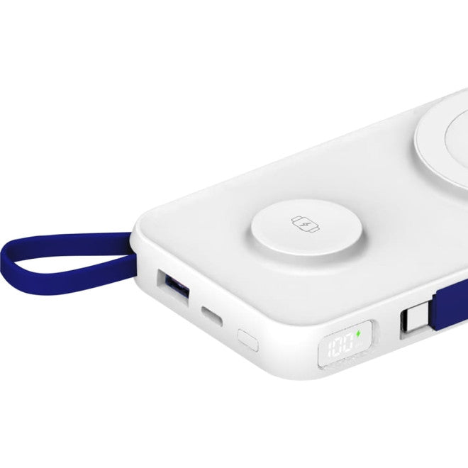 3MK PowerBank PastelUp 10000mAh 22.5W με 1 Θύρα USB / 1 Θύρα Type-C / 1 Ενσωματωμένο Καλώδιο Type-C και 1 Καλώδιο Type-C to Lightning - White