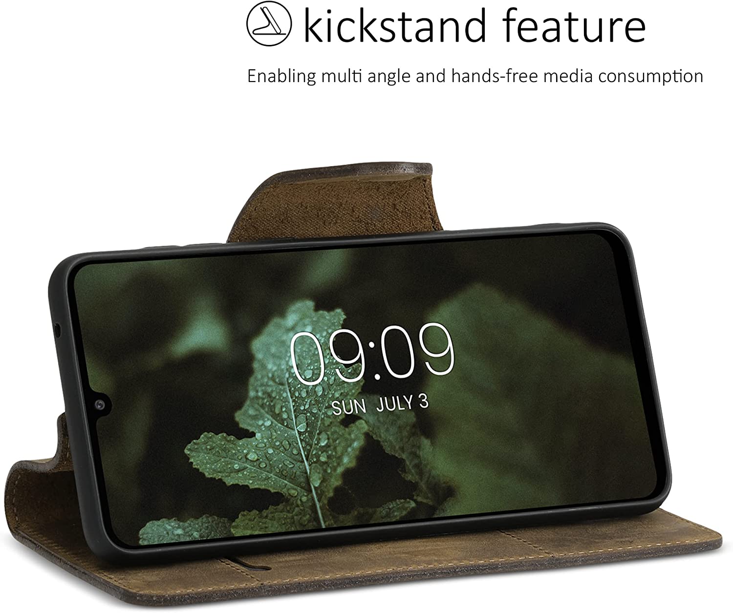 Kalibri Samsung Galaxy A33 5G Θήκη Πορτοφόλι Stand από Γνήσιο Δέρμα - Brown - 58320.05