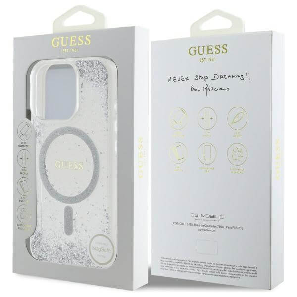 Guess iPhone 16 Pro - Resin Gradient Glitter - MagSafe Σκληρή Θήκη με Πλαίσιο Σιλικόνης - Silver - GUHMP16LRGRGES