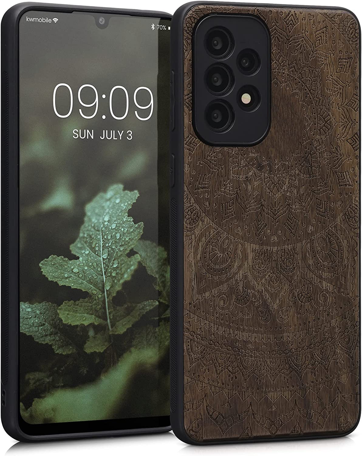 KW Samsung Galaxy A33 5G Θήκη από Φυσικό Ξύλο - Design Indian Sun - Dark Brown - 58316.03