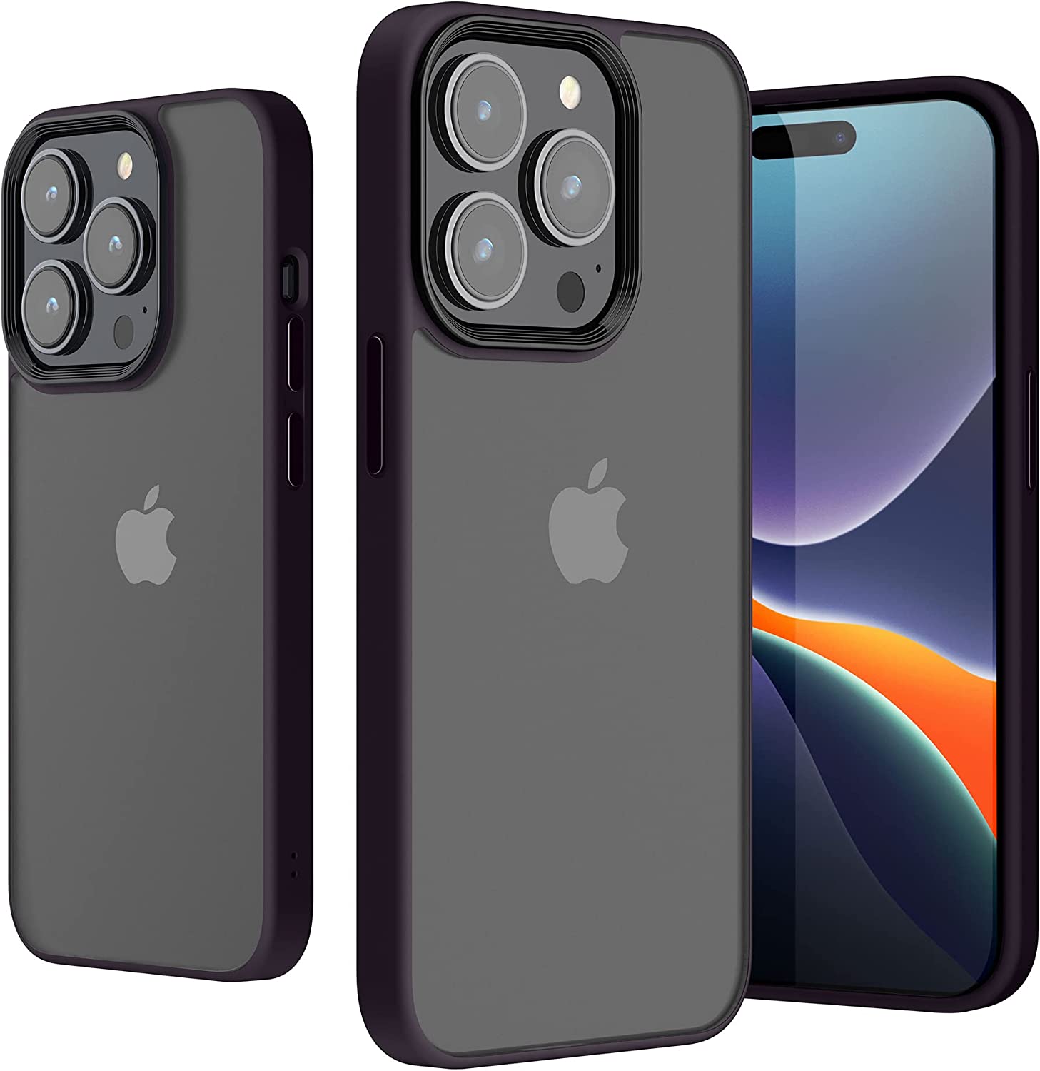 KW iPhone 14 Pro Σκληρή Θήκη με Πλαίσιο Σιλικόνης - Magenta Purple / Matte Διάφανη - 59091.197