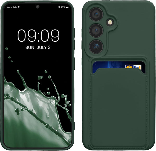 KW Samsung Galaxy S24 Θήκη Σιλικόνης TPU με Υποδοχή για Κάρτα - Dark Green
