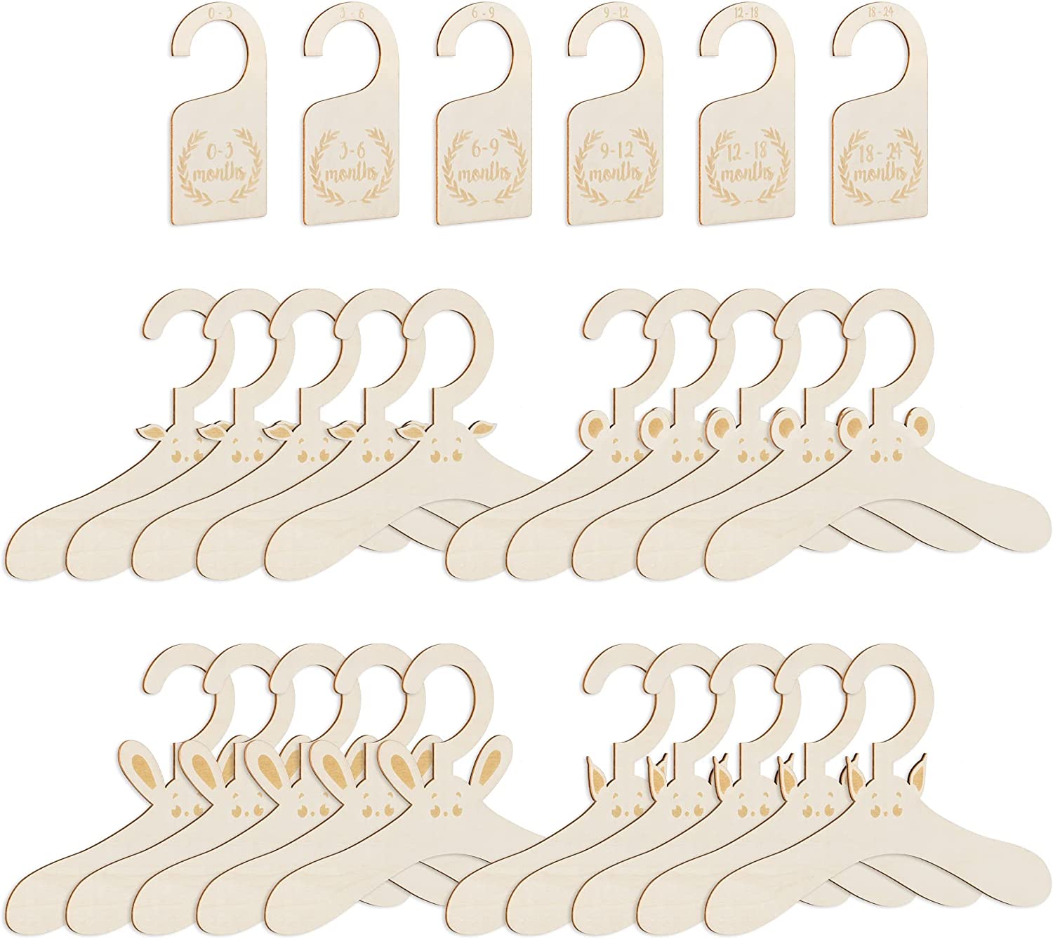 Navaris Σετ με 20 Βρεφικές Ξύλινες Κρεμάστρες Ρούχων και 6 Διαχωριστικά - ‎Beige - 57942.26