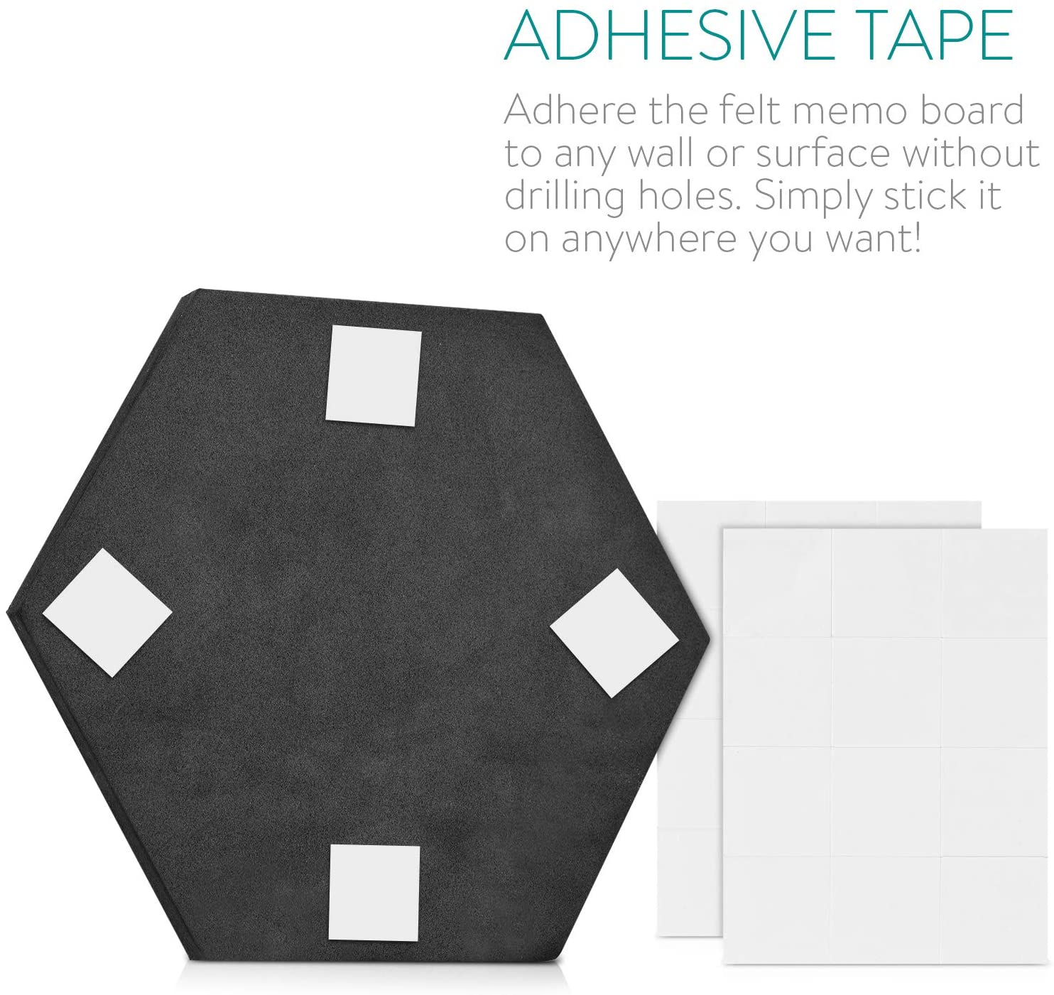 Navaris Hexagon Felt Memo Boards - Σετ με 6 Πλαίσια Ανακοινώσεων και Πινέζες - White - 46230.05