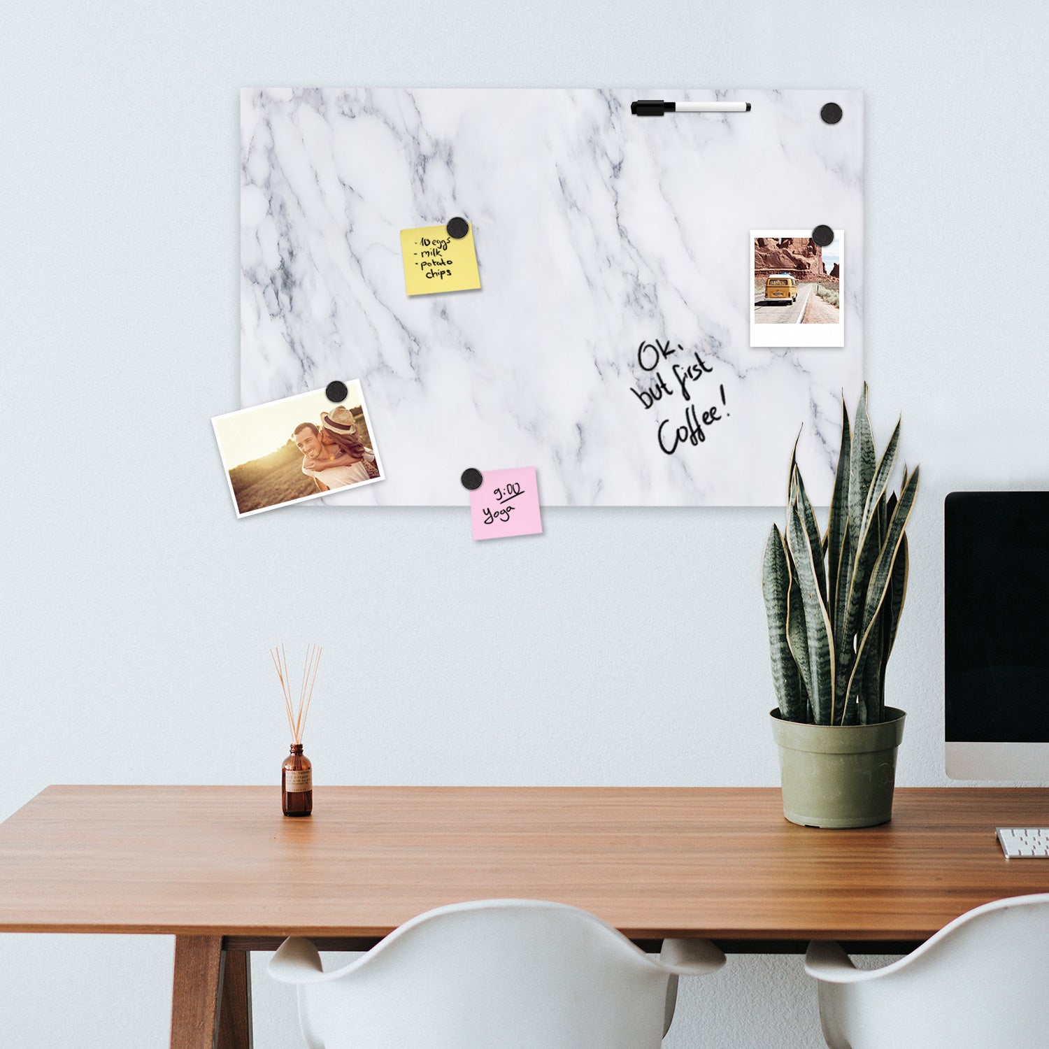 Navaris Μαγνητικός Πίνακας Ανακοινώσεων - 60 x 40 cm - White Marble - 45365.04