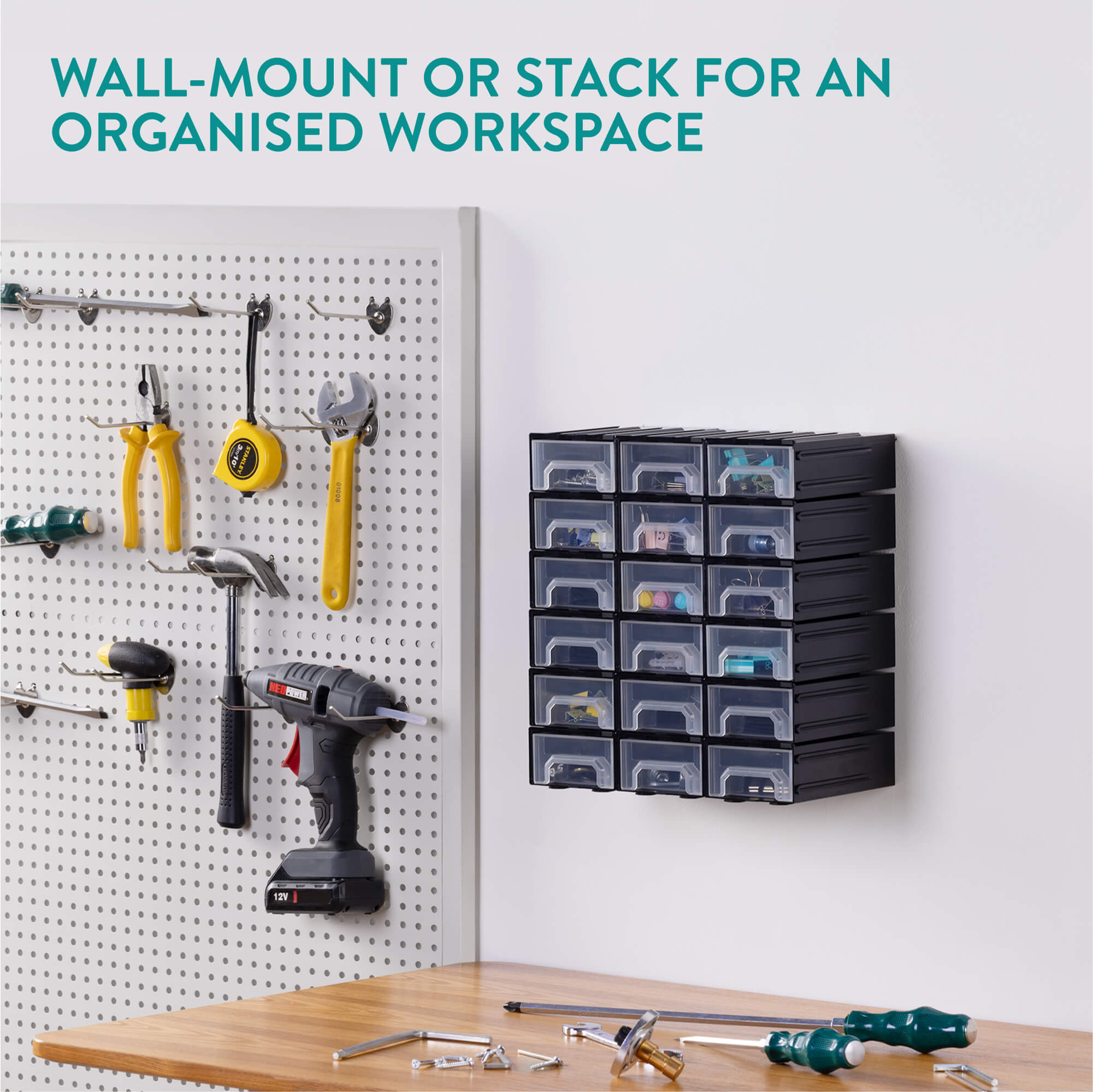 Navaris Σετ με 18 Συρτάρια Οργάνωσης - 15 x 8.6 x 4.9 cm - Black - 61952.01