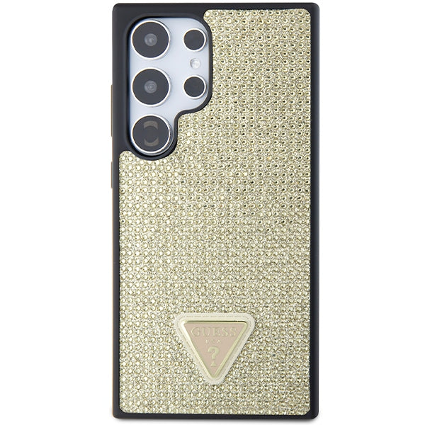 Guess Samsung Galaxy S24 Ultra - Rhinestone Triangle - Σκληρή Θήκη με Πλαίσιο Σιλικόνης - Gold - GUHCS24LHDGPPD
