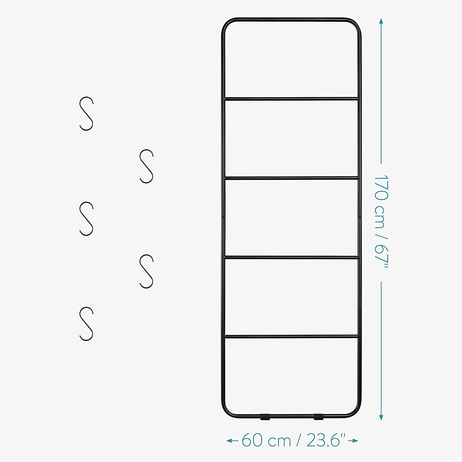 Navaris Μεταλλική Σκάλα / Βάση Στήριξης για Πετσέτες - Black - 53497.01