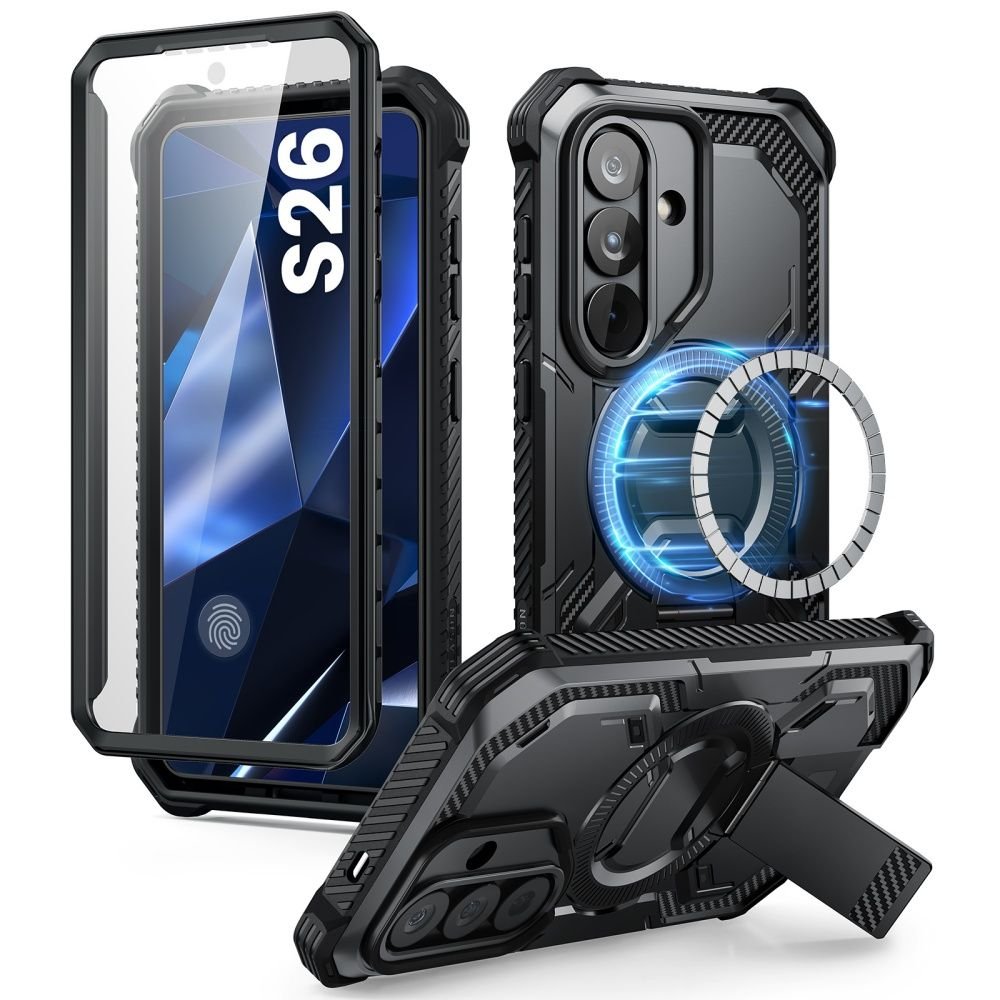 i - Blason Samsung Galaxy S26 - Σκληρή Θήκη MagSafe με Προστασία Οθόνης και Stand - Armorbox Mag - Black